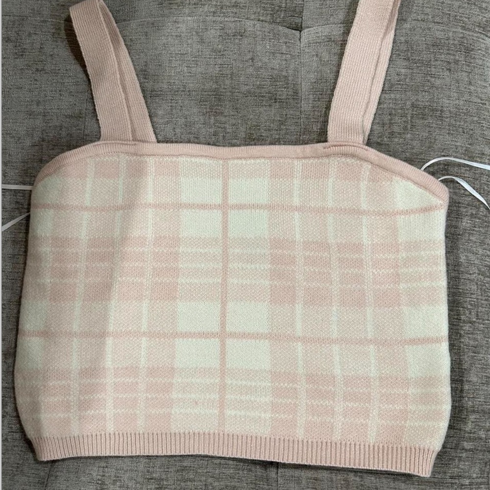 Love tree plaid knit tank top